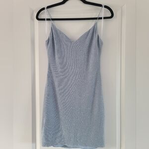 B. Darlin Light Blue Mini Dress with Spaghetti Straps